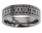 Modern roman numerals titanium ring