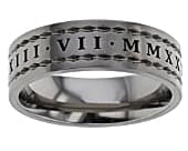 Modern roman numerals titanium ring