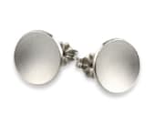 Round dome titanium stud earrings with gently curved polished surfaces