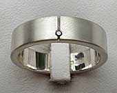 Narrow black diamond silver wedding ring