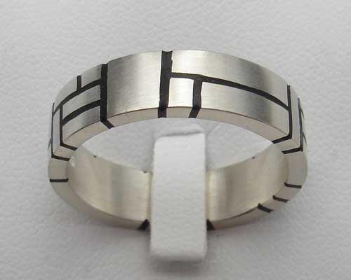 narrow silver designer ring