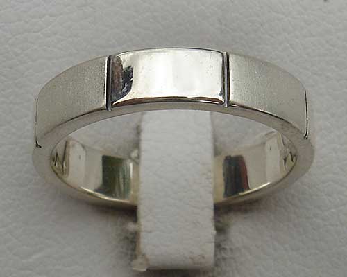 Narrow twin finish sterling silver ring
