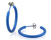 Large navy blue titanium round hoop earrings