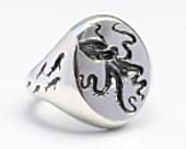 Octopus silver signet ring
