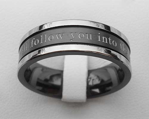 personalised tone black wedding ring