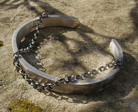 oxidised silver chain cuff bracelet