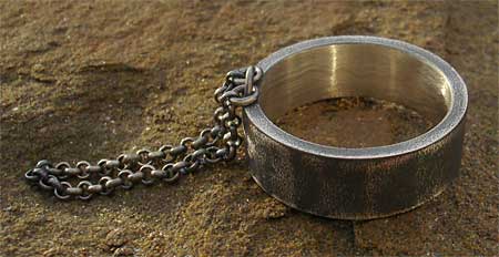 oxidised silver chain ring