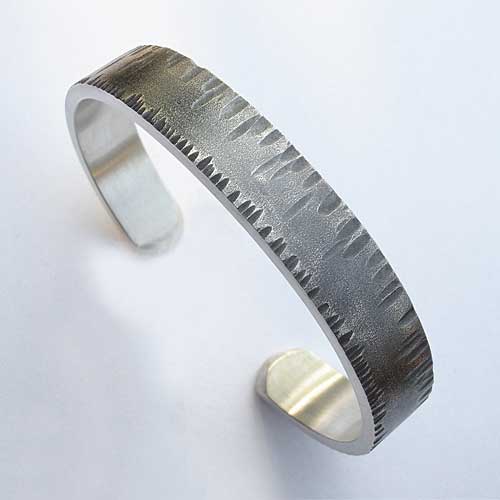 mens oxidised silver cuff bracelet