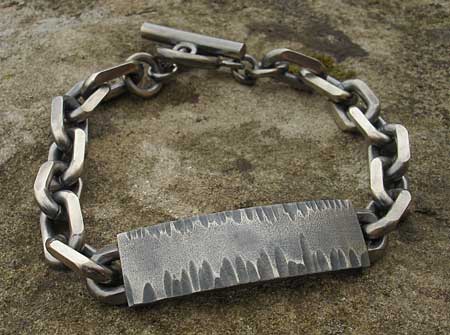 oxidised silver id bracelet