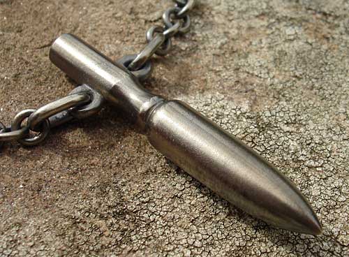 oxidised silver mens designer bullet necklace