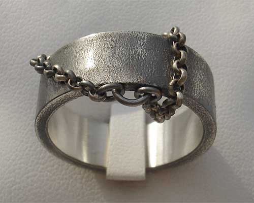 oxidised silver men's ring