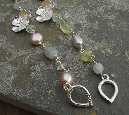 pearls and sterling silver flower bracelets