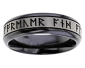 Personalised black runic ring