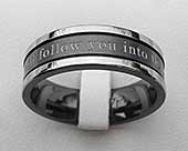 Personalised black wedding ring