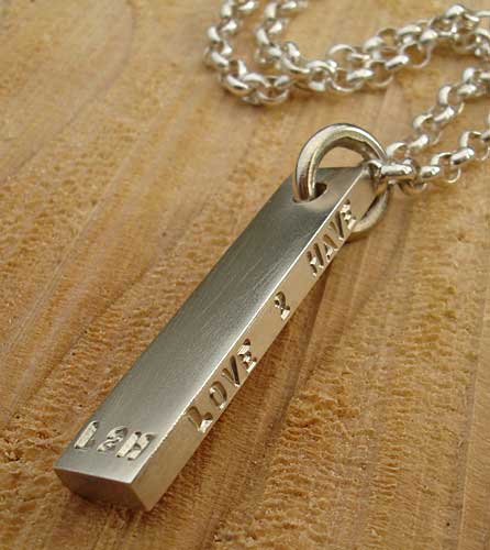 personalised mens silver pendant