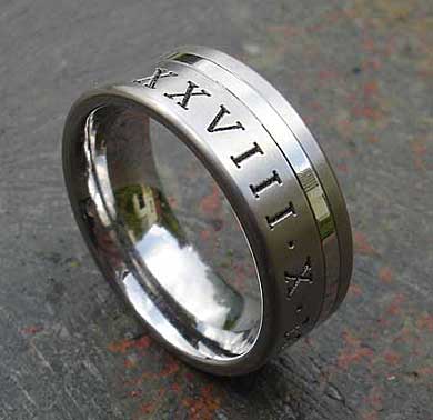 Personalised Roman numeral wedding ring
