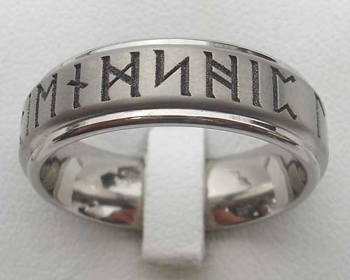 personalised runic titanium wedding ring