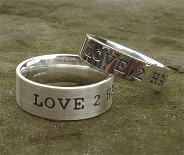 Personalised silver wedding rings