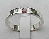 Pink diamond silver engagement ring