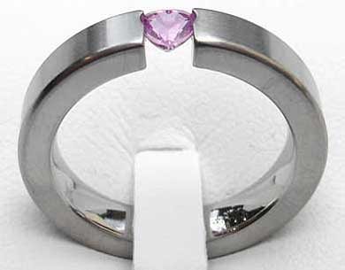 Pink heart sapphire engagement ring