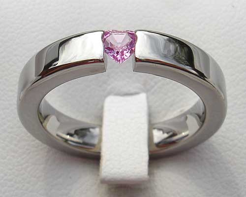 Pink heart sapphire engagement ring