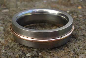 quirky wedding ring in titanium