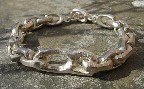 rocky texture hammered silver bracelet