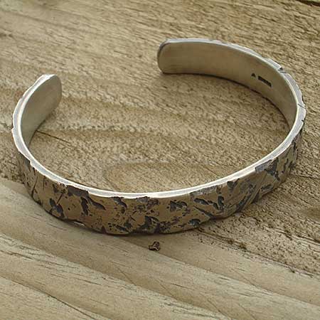 Rocky texture sterling cuff bracelet