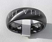 Roman numeral black wedding ring