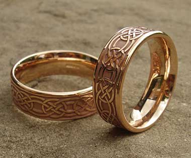 rose gold celtic wedding rings