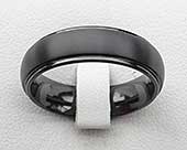 Mens shoulder cut domed black wedding ring