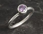 Silver amethyst modern fashion ring