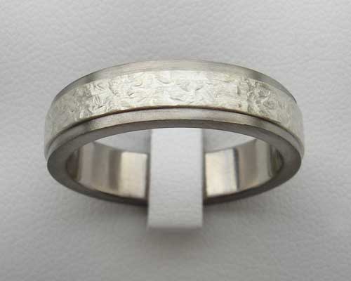 silver and titanium wedding ring