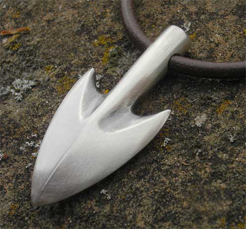 Mens silver arrow medieval necklace
