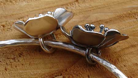 silver bangle with flowers