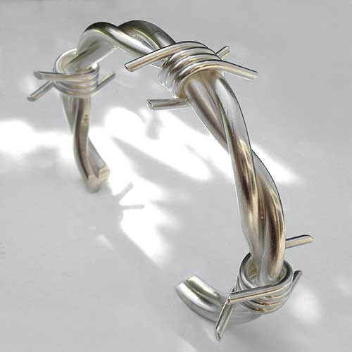 silver barbed wire bracelet