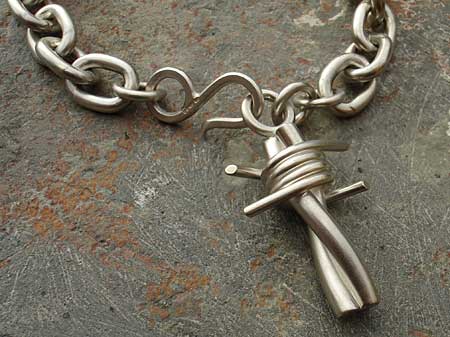 silver barbed wire chain bracelet
