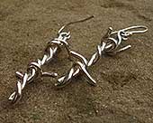 Silver barbed wire earrings