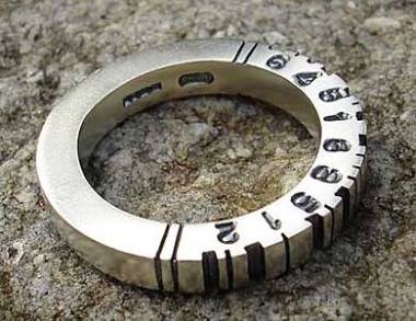 Silver barcode ring