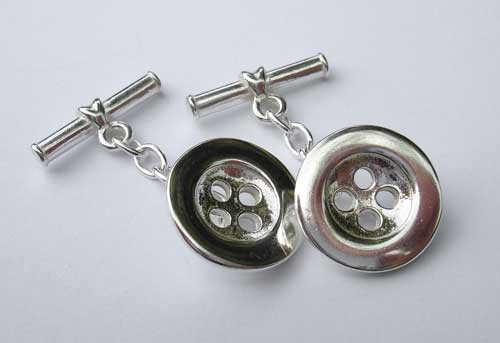 silver button cufflinks