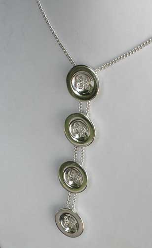 silver button necklace