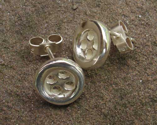 silver button stud earrings