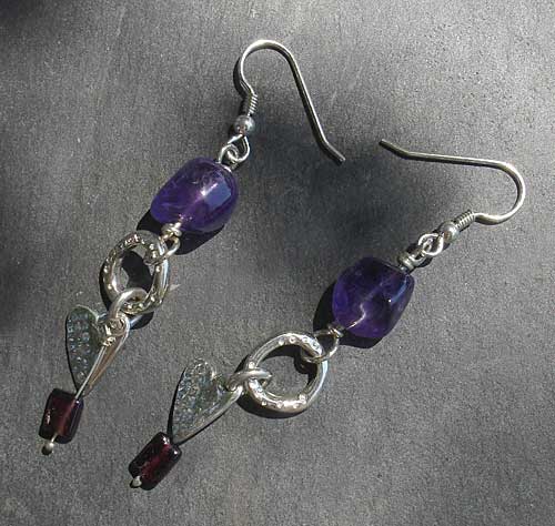 Silver Celtic heart earrings