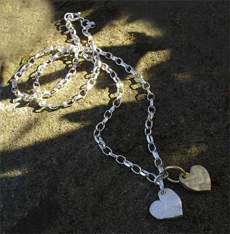 silver chain hearts necklace