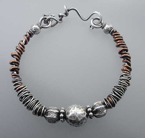copper and silver tribal bracelet