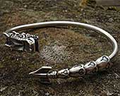 Silver dragon mens bracelet