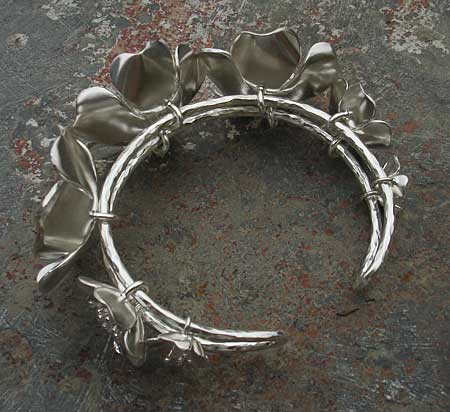 silver flower cuff bracelet for women