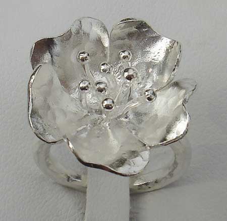 silver flower ring