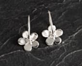 Silver forget me not flower hoop earrings