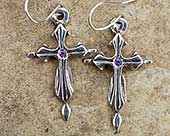 Silver Gothic cross earrings